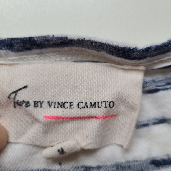 Vince Camuto black white striped studded Top - Picture 2 of 8